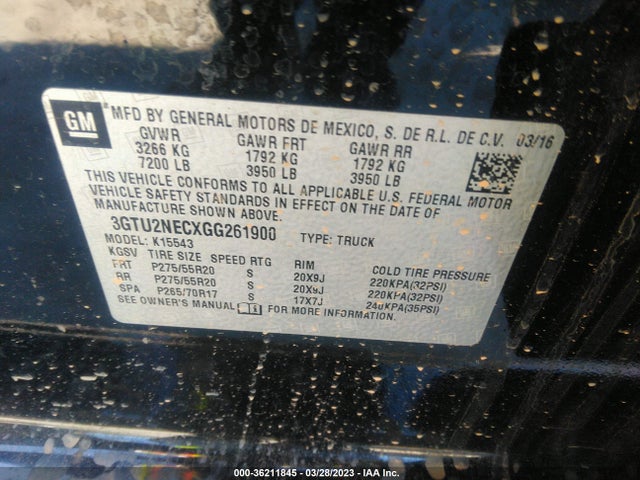 GMC Sierra 1500 Slt 2016 3GTU2NECXGG261900 Image 9