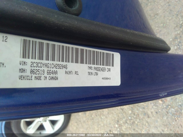 2012 DODGE CHALLENGER SXT VIN: 2C3CDYAG1CH292046