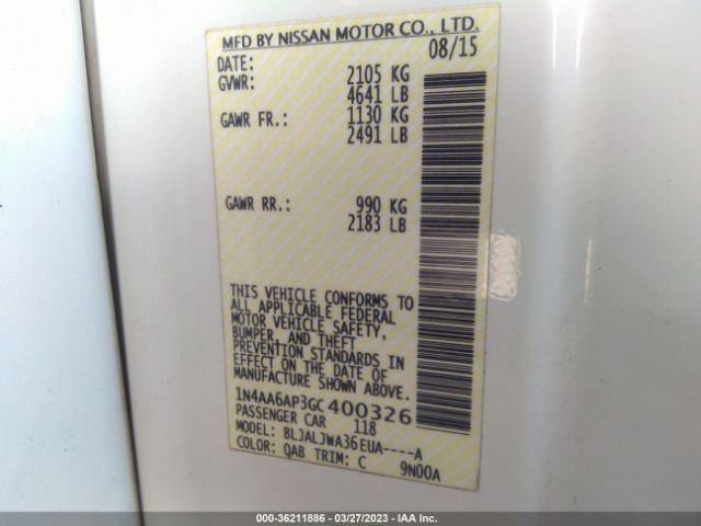 1N4AA6AP3GC400326 Nissan Maxima 3.5 Sv