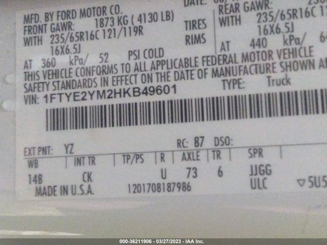 1FTYE2YM2HKB49601 Ford TRANSIT VAN