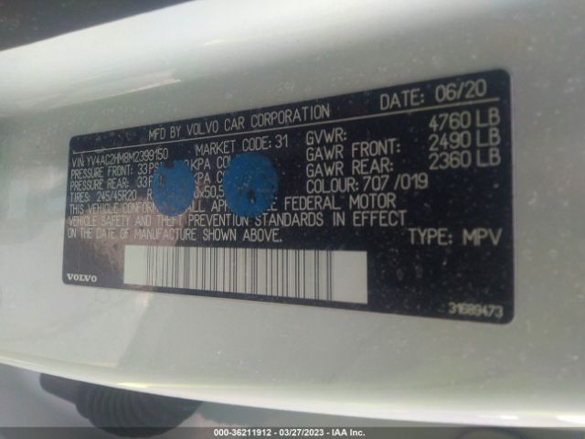 YV4AC2HM8M2399150 Volvo Xc40 R-design