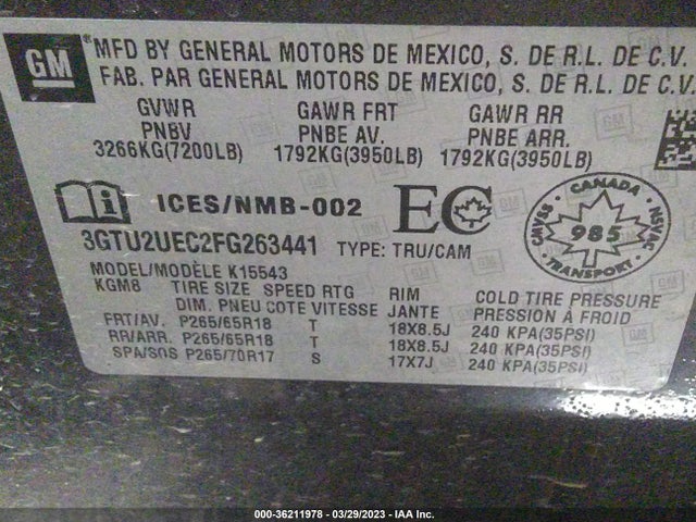 GMC Sierra 1500 Sle 2015 3GTU2UEC2FG263441 Image 9