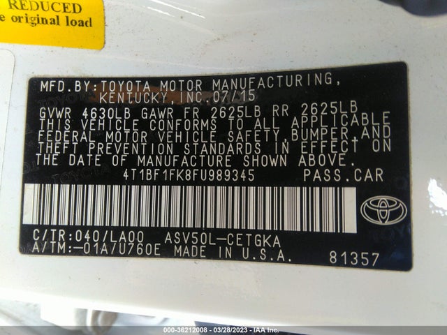 Toyota 2ar-fe 2015 4T1BF1FK8FU989345 Image 26