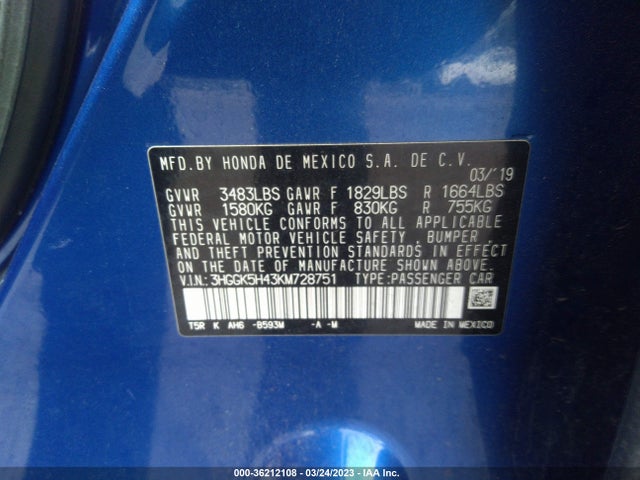 Honda FIT LX 2019 3HGGK5H43KM728751 Image 11