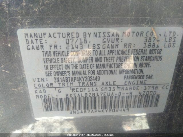 3N1AB7AP4KY202449 Nissan SENTRA S