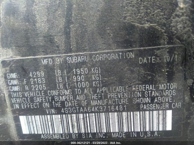 4S3GTAA64K3716481 Subaru Impreza