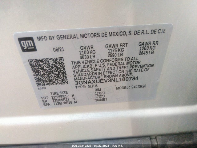 Chevrolet Equinox Awd Lt 2022 3GNAXUEV3NL100784 Image 9