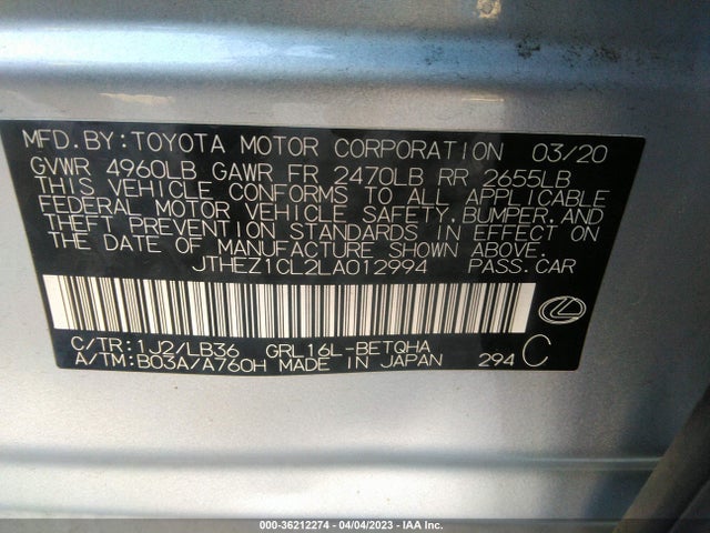 2020 Lexus GS, VIN: JTHEZ1CL2LA012994