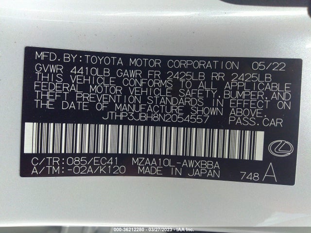 JTHP3JBH8N2054557 Lexus Ux Ux 200