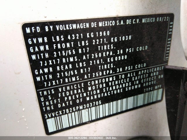 Volkswagen TAOS S 2023 3VVCX7B25PM303705 Image 9