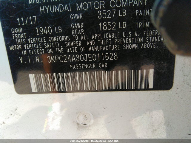 Hyundai Accent Sel 2018 3KPC24A30JE011628 Image 10