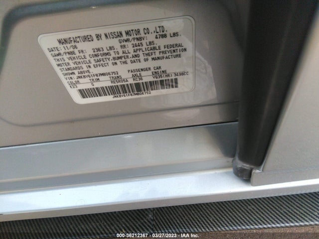 2007 INFINITI G35 SEDAN G35X VIN: JNKBV61F87M806752