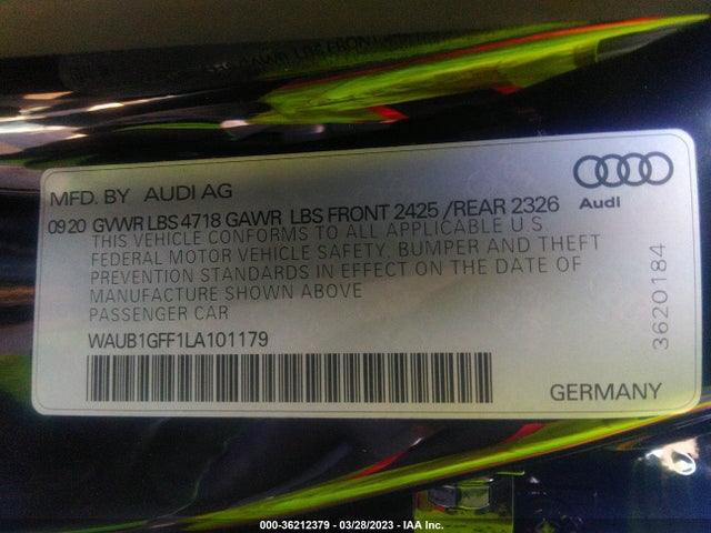 2020 Audi S3, VIN: WAUB1GFF1LA101179