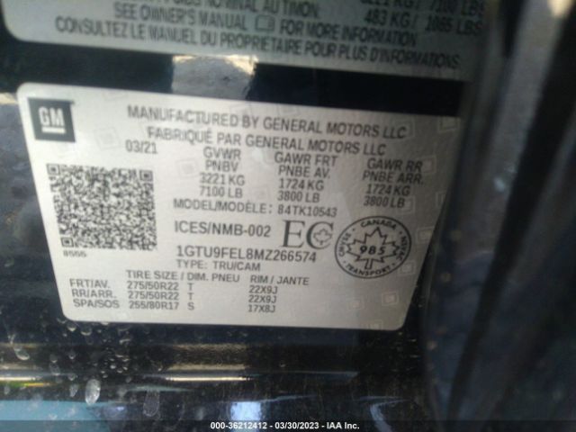 1GTU9FEL8MZ266574 GMC Sierra 1500 Denali