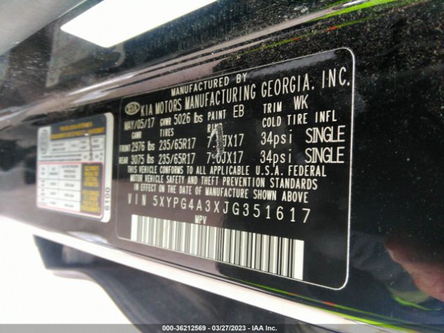 5XYPG4A3XJG351617 KIA SORENTO LX