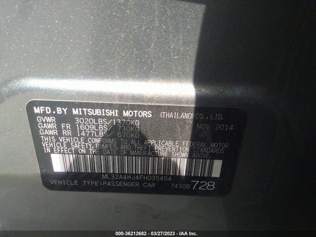 ML32A4HJ4FH035454 Mitsubishi MIRAGE ES