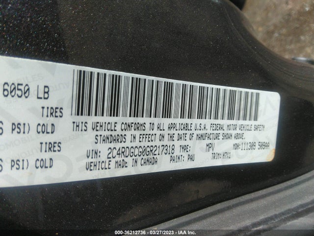 Dodge Grand Caravan Sxt 2016 2C4RDGCG0GR217318 Image 9