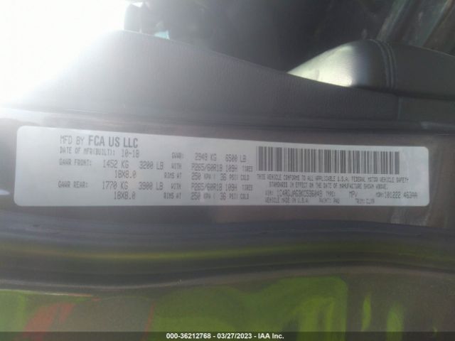 1C4RDJAG3KC536049 Dodge Durango Sxt Plus