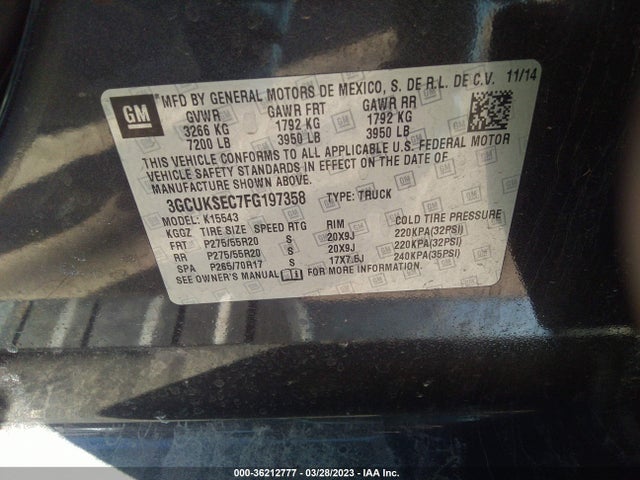 Chevrolet Silverado 1500 Ltz 2015 3GCUKSEC7FG197358 Image 11