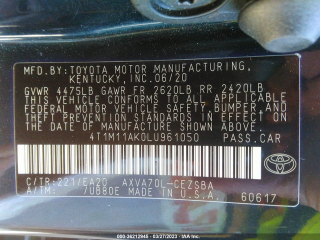 Toyota CAMRY SE 2020 4T1M11AK0LU961050 Image 10