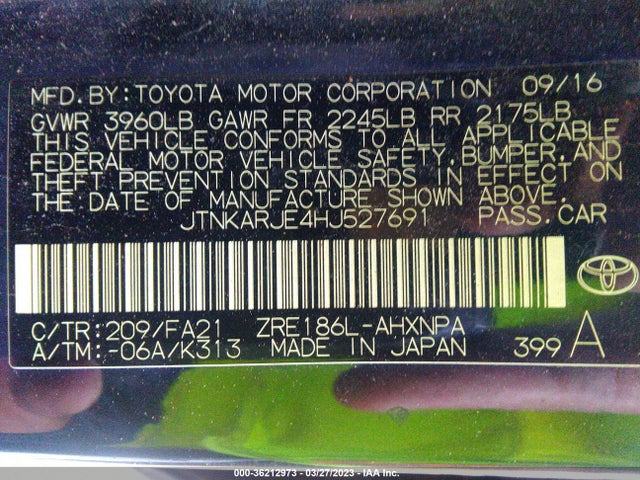 Toyota COROLLA IM 2017 JTNKARJE4HJ527691 Image 10