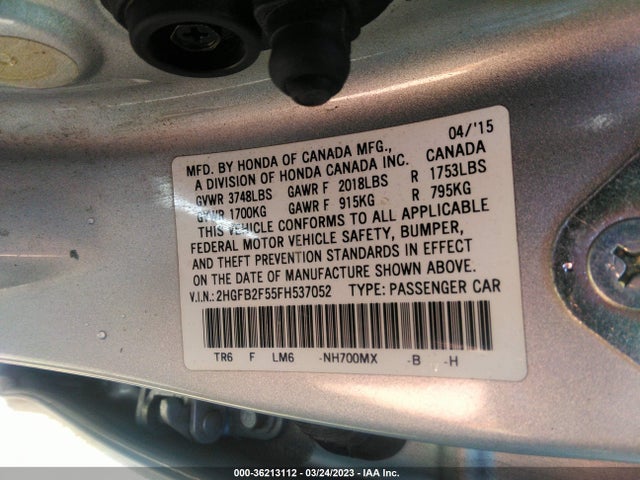 Honda Civic Sedan Lx 2015 2HGFB2F55FH537052 Image 11