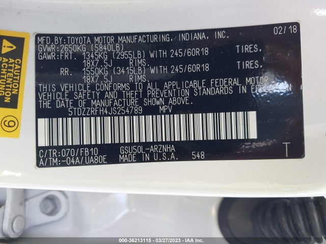 Toyota Highlander Le 2018 5TDZZRFH4JS254789 Image 10