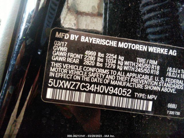 5UXWZ7C34H0V94052 BMW X3 Sdrive28i