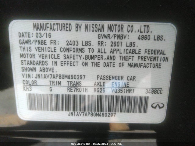 JN1AV7AP8GM490297 Infiniti Q50 HYBRID