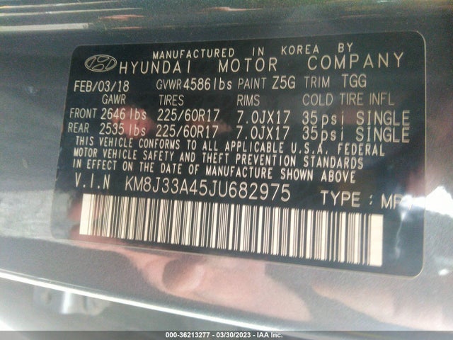 Hyundai TUCSON SEL 2018 KM8J33A45JU682975 Image 11
