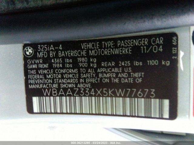 WBAAZ334X5KW77673 BMW 3 Series 325i