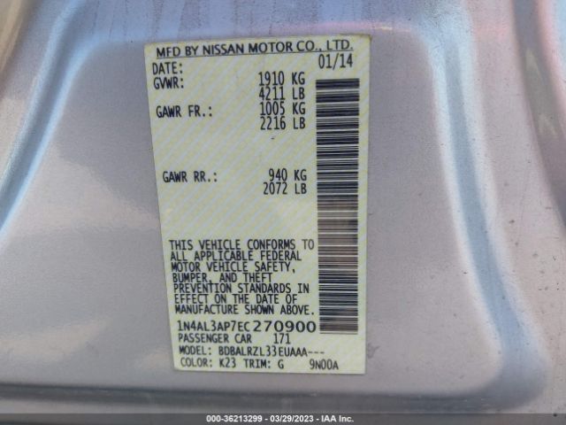 1N4AL3AP7EC270900 Nissan ALTIMA 2.5