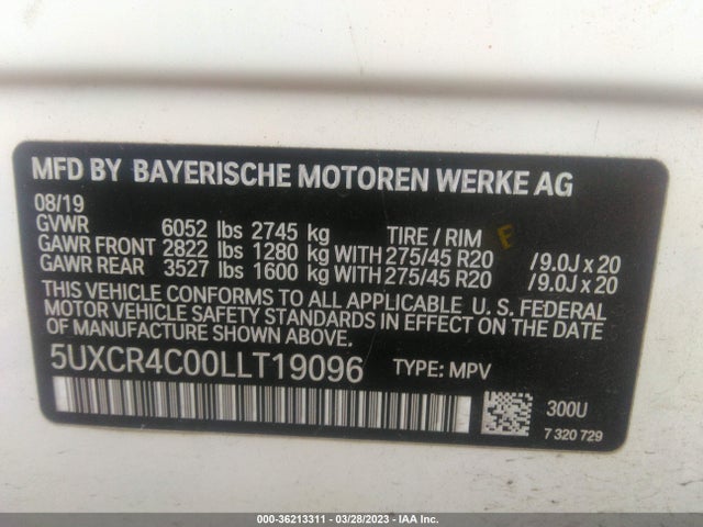 5UXCR4C00LLT19096 BMW X5 Sdrive40i