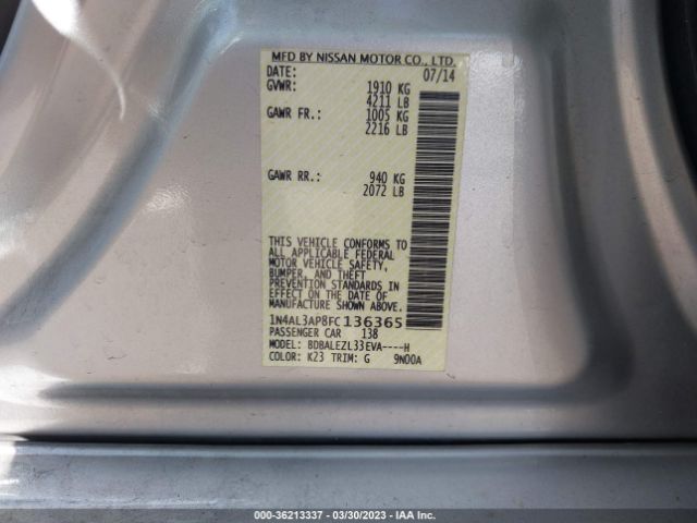 1N4AL3AP8FC136365 Nissan Altima 2.5 S