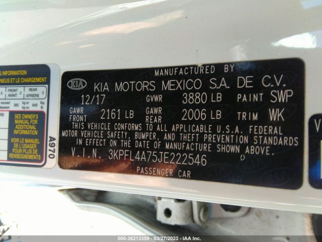 3KPFL4A75JE222546 KIA FORTE LX