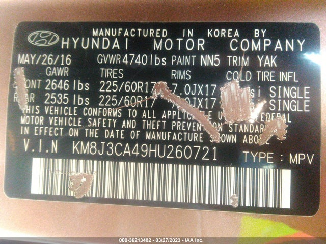 Hyundai TUCSON SE 2017 KM8J3CA49HU260721 Image 10