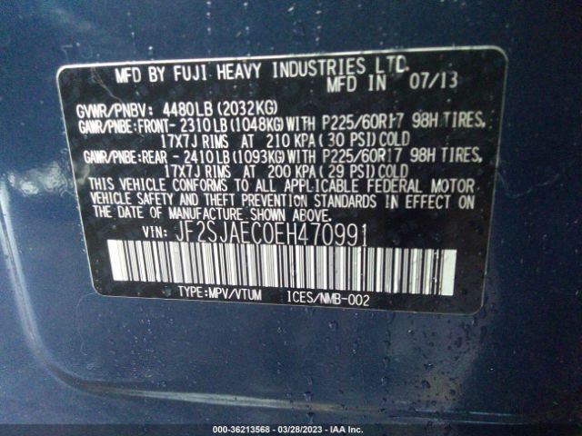 JF2SJAEC0EH470991 Subaru Forester 2.5i Premium