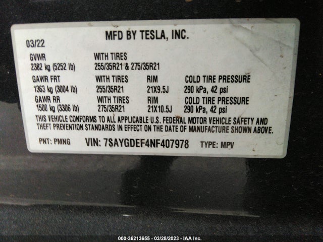 Tesla Model Y Performance 2022 7SAYGDEF4NF407978 Image 11