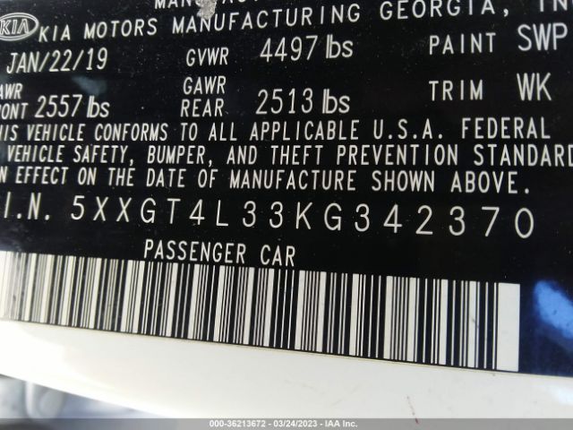 5XXGT4L33KG342370 KIA Optima Lx