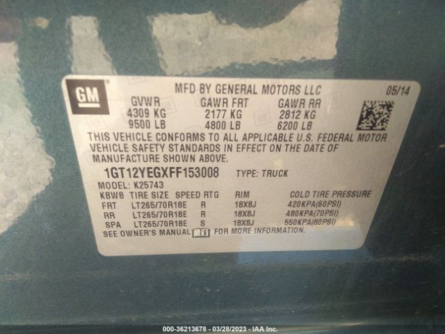 1GT12YEGXFF153008 GMC Sierra 2500hd Sle
