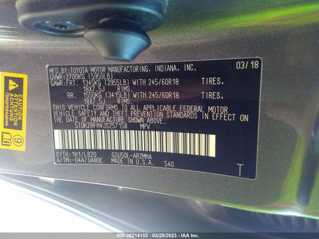 Toyota Highlander Se/xle 2018 5TDKZRFH4JS257158 Image 9