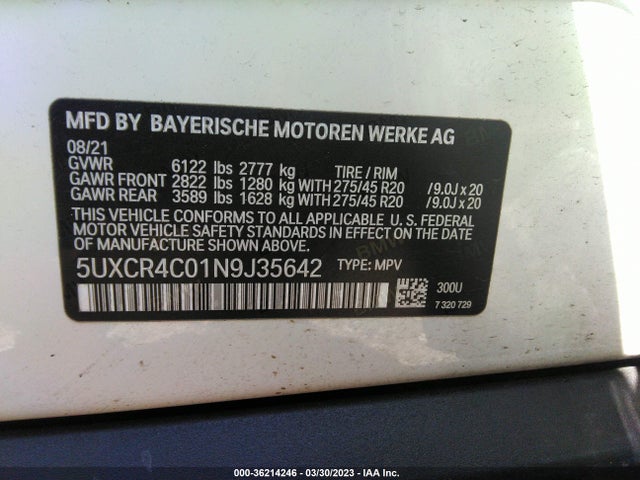 5UXCR4C01N9J35642 BMW X5 Sdrive40i