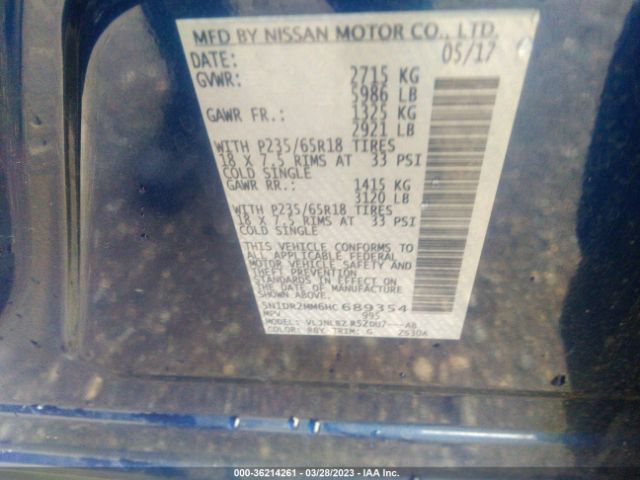 5N1DR2MM6HC689354 Nissan Pathfinder S