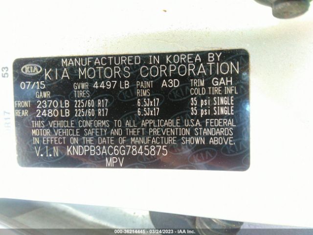 KNDPB3AC6G7845875 KIA Sportage Lx