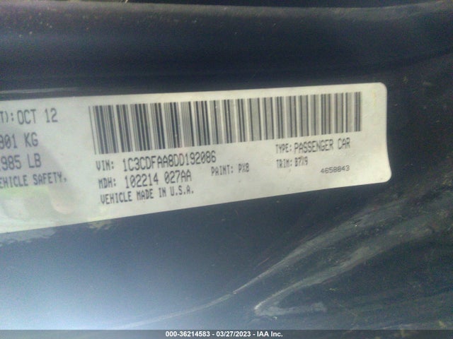 Dodge DART SE 2013 1C3CDFAA8DD192086 Image 10