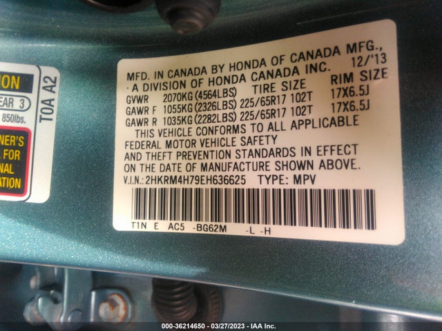 Honda Cr-v Ex-l 2014 2HKRM4H79EH636625 Image 9