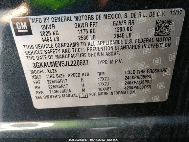 3GKALMEV5JL220637 GMC Terrain Sle