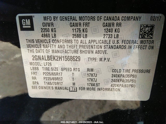 Chevrolet EQUINOX LS 2017 2GNALBEK2H1568629 Image 10