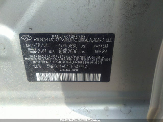 Hyundai ELANTRA SE 2014 5NPDH4AE4EH507943 Image 11