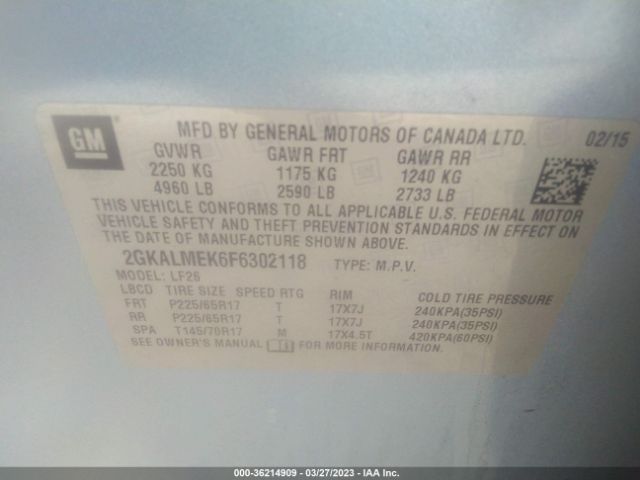 2GKALMEK6F6302118 GMC Terrain Sle
